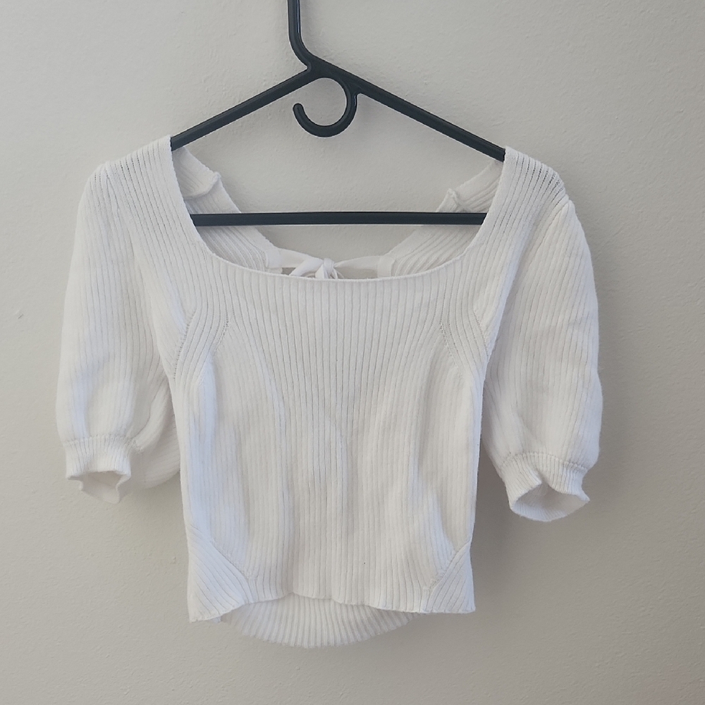 Kit + Sky White Ribbed Women's Top
